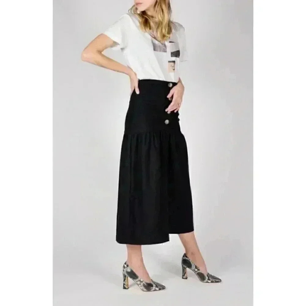 Rita Row Beauty in the Buttons Wool Skirt